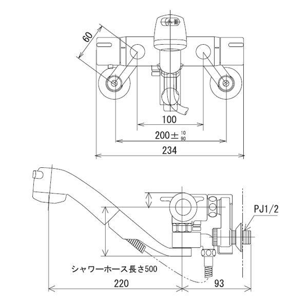 KVK:サーモスタント式混合栓　型式:KM800WP