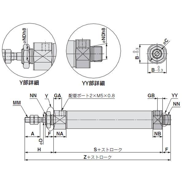 SMC:エアシリンダ(オートスイッチなし) 型式:CJ2E16-75Z(1 SMC:エアシリンダ(オートスイッチなし) 型式:CJ2E16-75Z(1