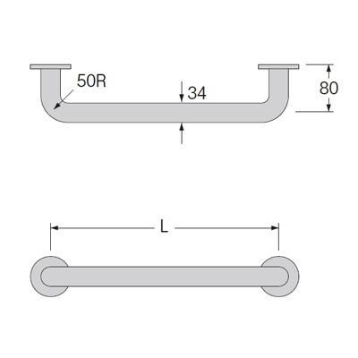 SANEI(旧:三栄水栓製作所):ニギリバー 型式:W91-34×500