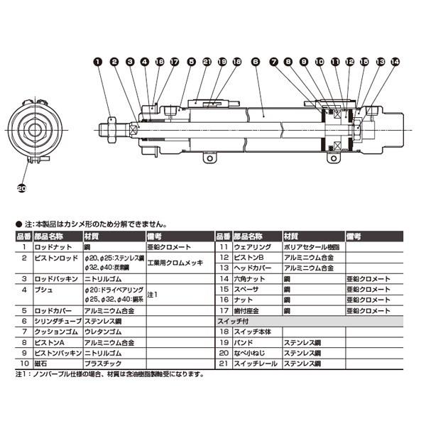 CKD:タイトシリンダ　CMK2基本(片ロッド)ベース　型式:CMK2-CC-25-50-T3V-T-I