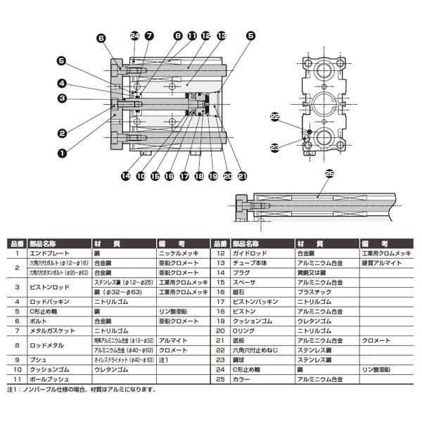 CKD:ガイド付シリンダ　ころがり軸受　型式:STG-B-16-175-T2H-D