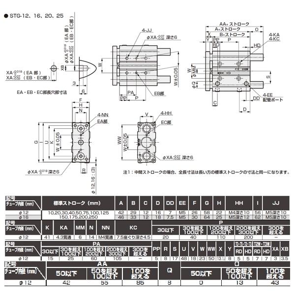 CKD:ガイド付シリンダ　すべり軸受　型式:STG-M-12-40-T2H-R