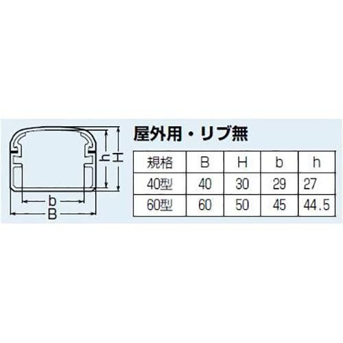未来工業:モールダクト(屋外用)(ケーブル配線保護カバー) リブ無 型式