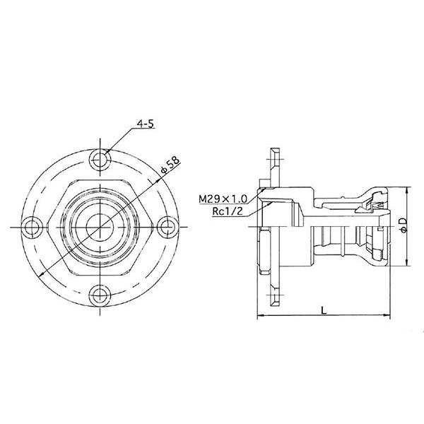 日本継手(旧:JFE継手):給水栓用ソケット 型式:JOQ2-FS-13AxRc1/2(兼用 
