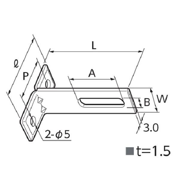 日栄インテック:ステンT足(長穴) 型式:N-010433-070｜haikanbuhin｜04