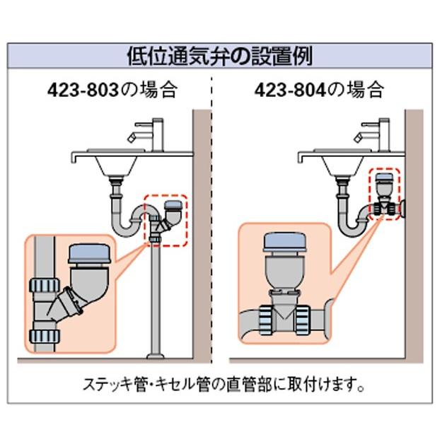 カクダイ:Pトラップ用低位通気弁 型式:423-804 : 配管部品