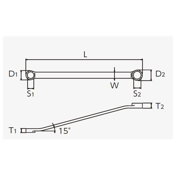 お買い得！！★その他金物、部品★京都機械工具(KTC):ネプロス 15°めがねレンチ 型式:NM2-1719