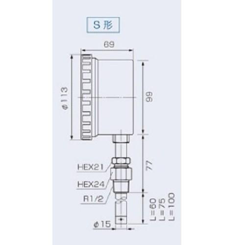 山本計器製造:温圧計(屋内外兼用) 型式:F214 : 00781613 : 配管部品 