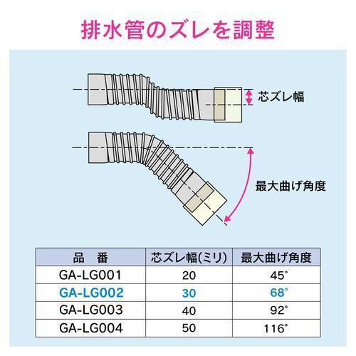 カクダイ:これカモ 排水フレキパイプ 洗濯機トラップ接続用 長さ300ミリ GA-LG002 型式:GA-LG002｜haikanbuhin｜04