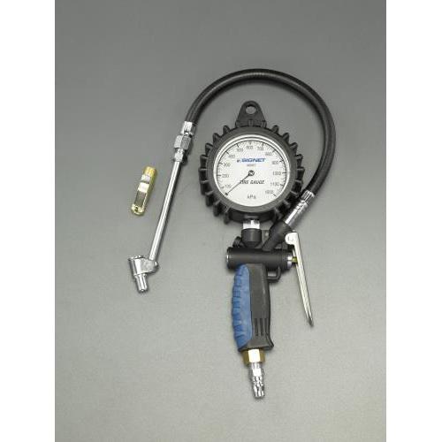 エスコ:0 -1200kPa タイヤゲージ＆チャック(290mmホース付) 型式:EA123CG-26A