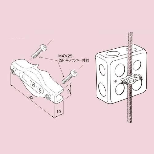南電機:吊りボルト用 ボックス支持金具 型式:TB-1B（1セット:20個入