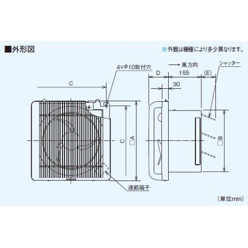 三菱電機:三菱電機 業務用有圧換気扇 格子タイプ 型式:EFG-30KSB2-W