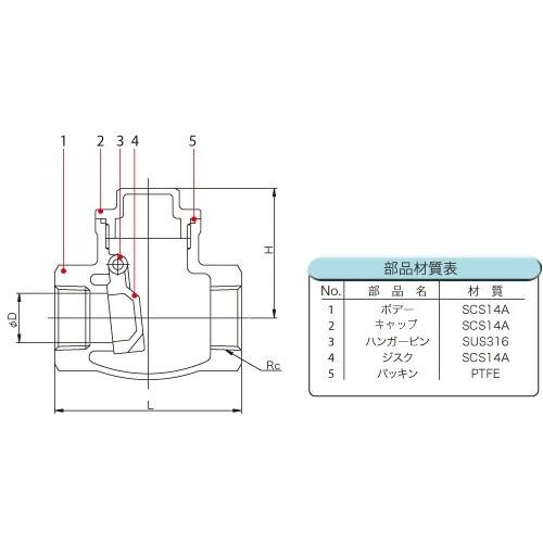 フローバル:ステンレス製スイングチャッキ 型式:VSC-12 : 01101206