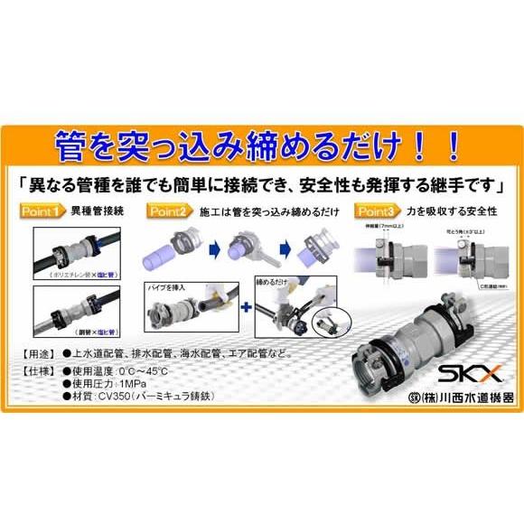 川西水道機器:SKXめねじ付ソケット(ポリエチレン管接続) 型式:SKX-MS