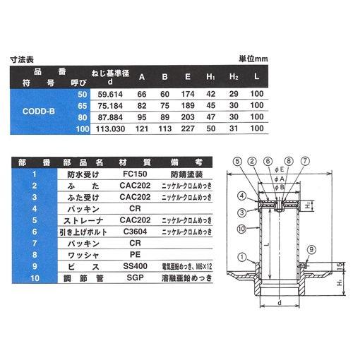 ダイドレ:掃兼ドレン 防水層用 型式:CODD-B 50 : 配管部品 ヤフー店