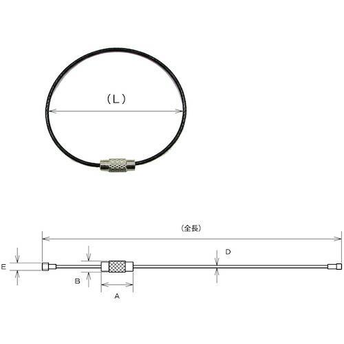 水本 キーワイヤーホルダー ワイヤー径1.5mm全長110mm ゴールド (1個入り)  ( B-2981 ) (株)水本機械製作所｜haikanshop｜03