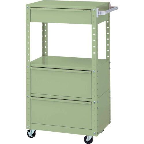 ヤマテック スペシャルワゴン 移動式 キャビネット深型1段×1個、超深型1段×2個グリーン ( W6CUH-MBD2-G )