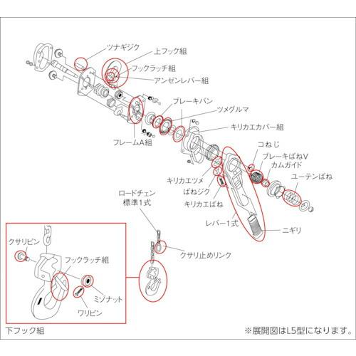 キトー キトーレバーブロックL5形 LB008・LB010・LB016・LB025用部品 バネジク ( L2BA008-92211 ) (株)キトー｜haikanshop｜02