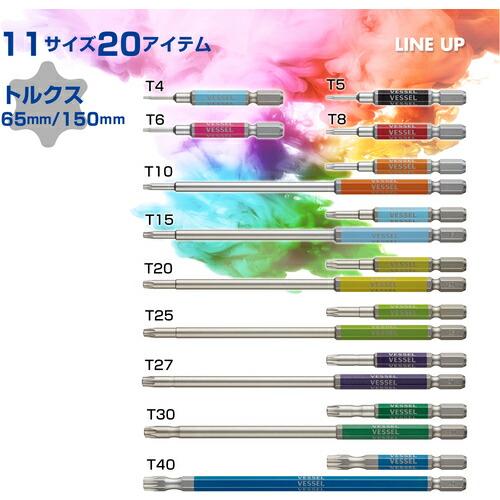 ベッセル 剛彩ビット 5本組 (片頭トルクス) アソート65mm ( GS5P-33 ) ( DT361 )｜haikanshop｜03