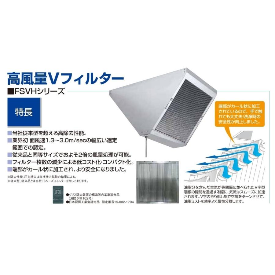 FSVH1-540W 厨房用グリースフィルター 高風量Vフィルター 両面体 FSVH1-540W 厨房用グリースフィルター 高風量Vフィルター 両面体