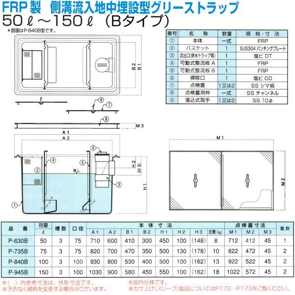 P-630B　グリーストラップ　FRP製側溝流入地中埋設型　プレパイ工業　グリストラップ_1