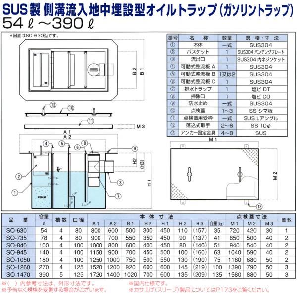 SO-630　オイルトラップ　SUS製側溝流入地中埋設型　高さ：450mm　プレパイ工業_1