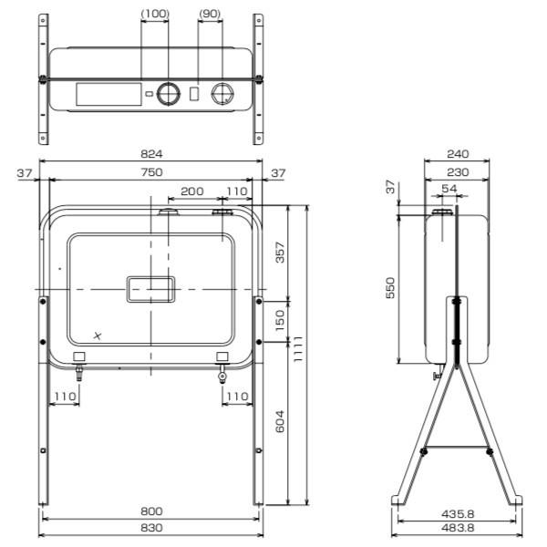 SOT-90KH オイルタンク ステンレス角タンク90型(長脚) 容積93L 東洋