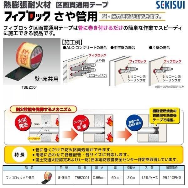 セキスイ TBBZ001-06 熱膨張耐火材フィブロックさや管用 壁床共用 厚さ