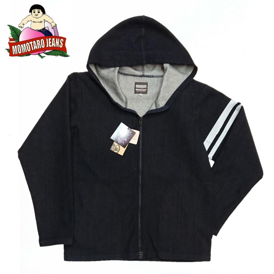 MOMOTAROJEANS DOWN FABRIC HOODY DENIM ダウンファブリック