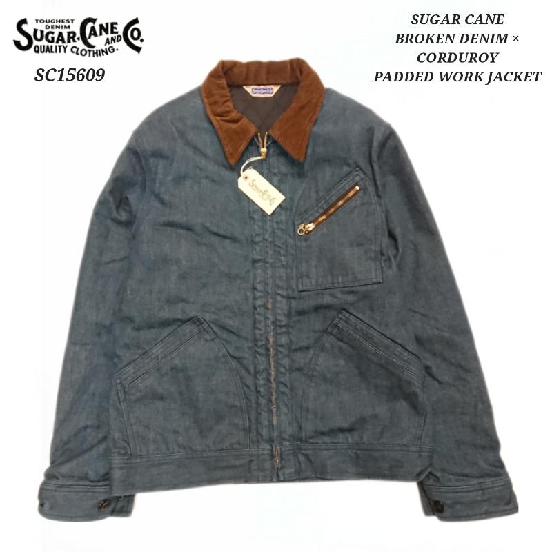 SUGAR CANE BROKEN DENIM PADDED WORK JACKET ブロークンデニム