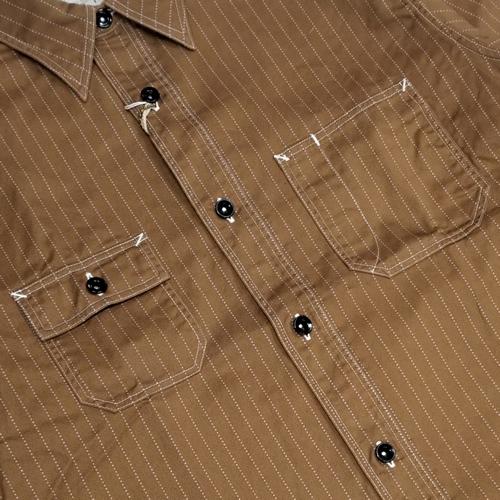 SUGAR CANE FICTION ROMANCE 8.5oz. BROWN WABASH STRIPE WORK SHIRT