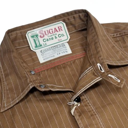 SUGAR CANE FICTION ROMANCE 8.5oz. BROWN WABASH STRIPE WORK SHIRT