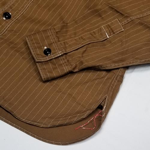 SUGAR CANE FICTION ROMANCE 8.5oz. BROWN WABASH STRIPE WORK SHIRT