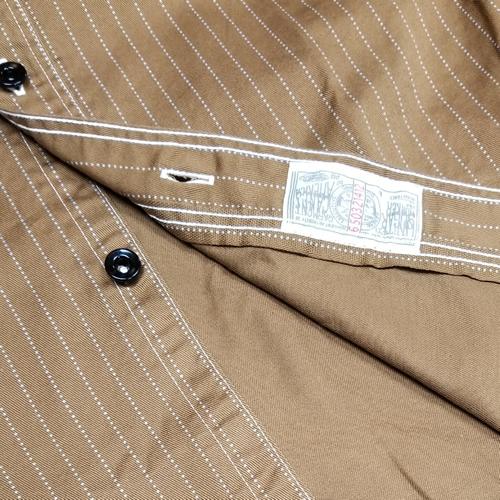 SUGAR CANE FICTION ROMANCE 8.5oz. BROWN WABASH STRIPE WORK SHIRT