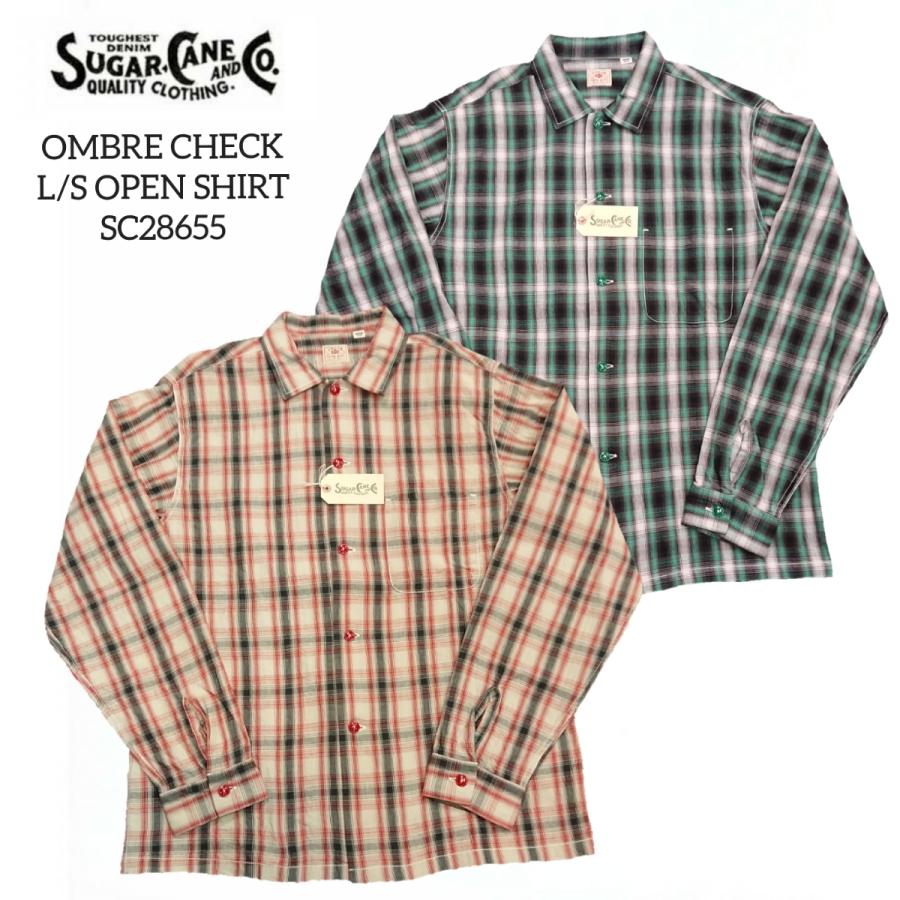 SUGAR CANE オンブレチェックシャツ SUGAR CANE OMBRE CHECK L/S OPEN SHIRT シュガーケーン オンブレ