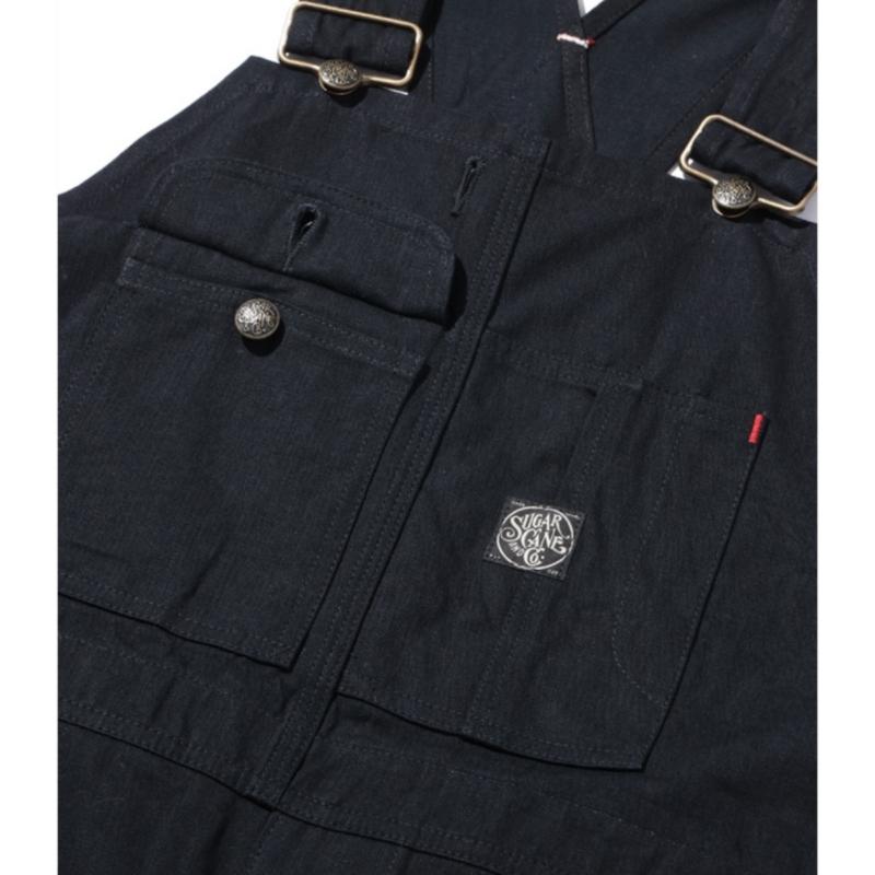 SUGARCANE FICTION ROMANCE 11oz. BLACK DENIM OVERALLS シュガー