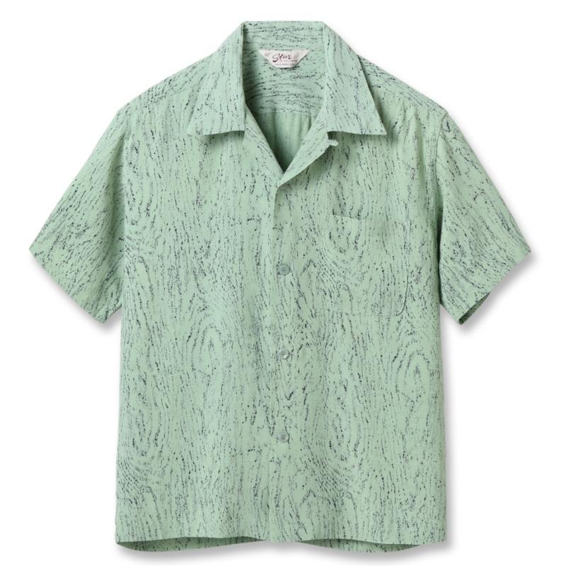 ウェア・シャツ Star OF HOLLYWOOD SH39317 141MINT L STAR OF HOLLYWOOD HIGH DENSITY RAYON OPEN SHIRT “WOOD GRAIN
