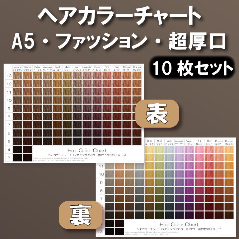 ヘアカラーチャート(ファッションカラー,おしゃれ染め) A5超厚口両面