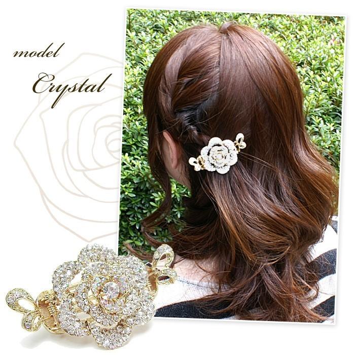リトルムーン ヘアクリップ クリスタル ローズ 薔薇 バラ 花 キラキラ