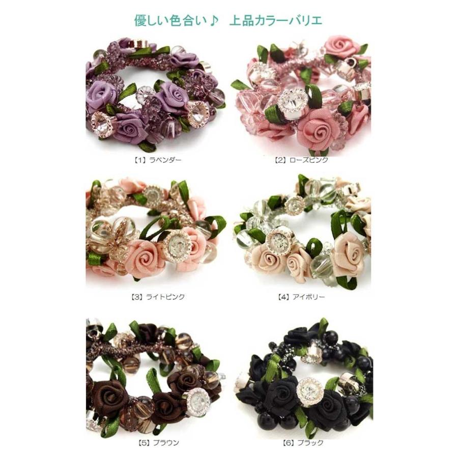 リトルムーン ヘアゴム ビーズ じゃらじゃら 花 ヘアアクセサリー 