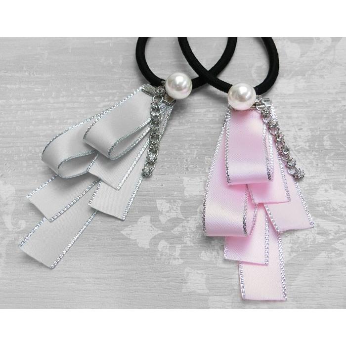 リトルムーン（Littlemoon） ヘアゴム サテン リボン チャーム 揺れる