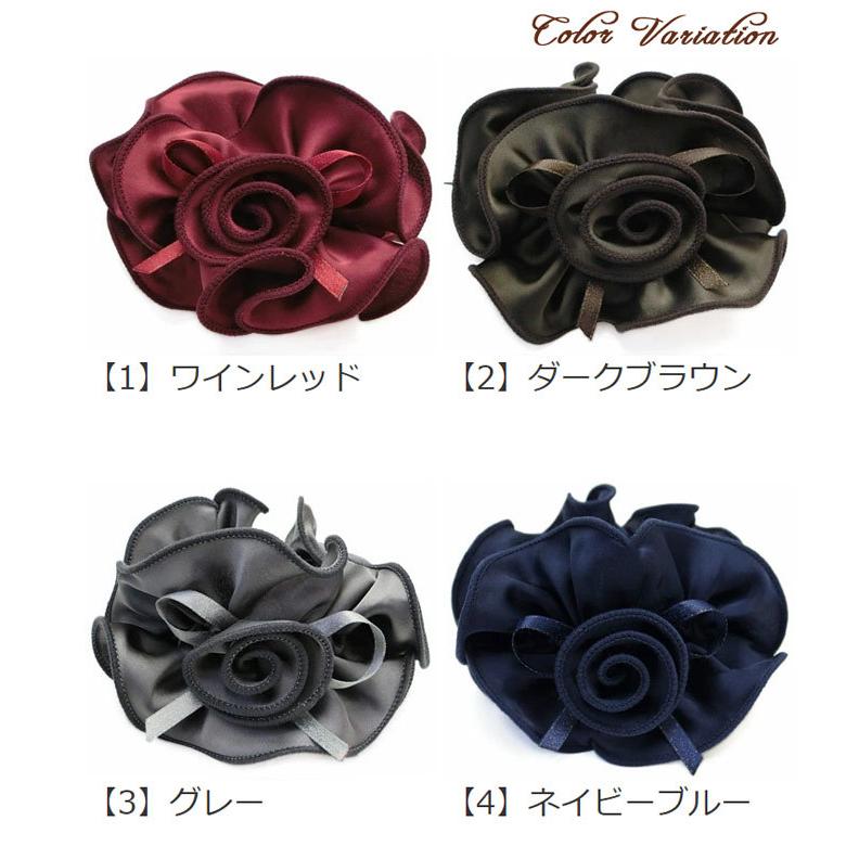 シュシュ サテン ヘアゴム フラワー バラ ローズ 薔薇 リボン ラメ 