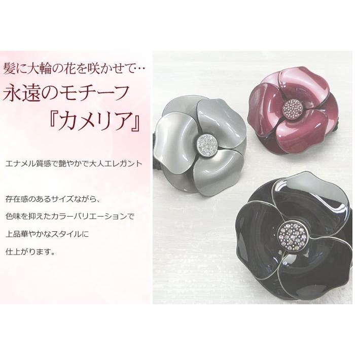 リトルムーン ヘアゴム 花 カメリア フラワー 艶 エナメル ストーン