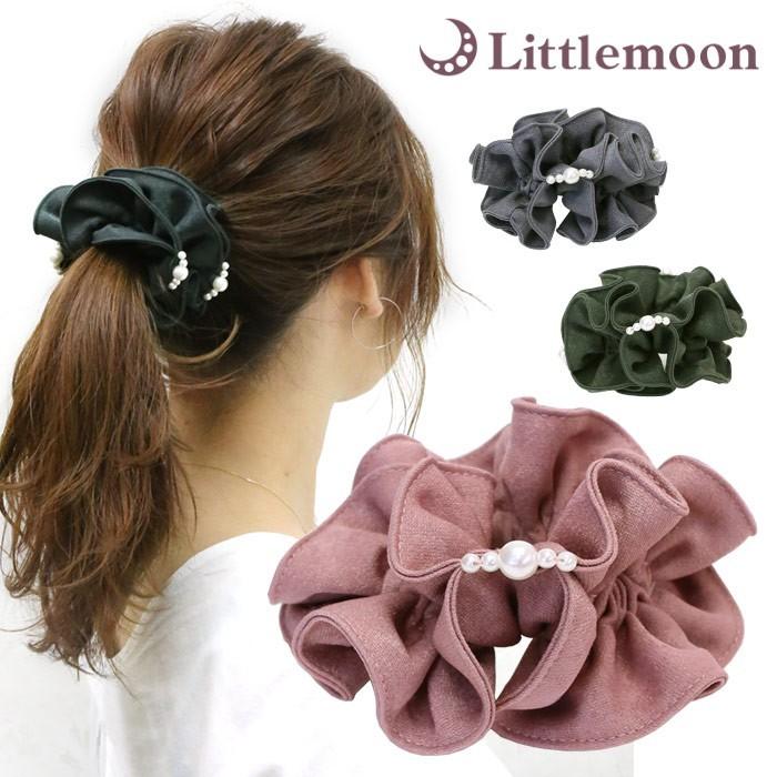 リトルムーン（Littlemoon） シュシュ ヘアゴム パール ふわふわ