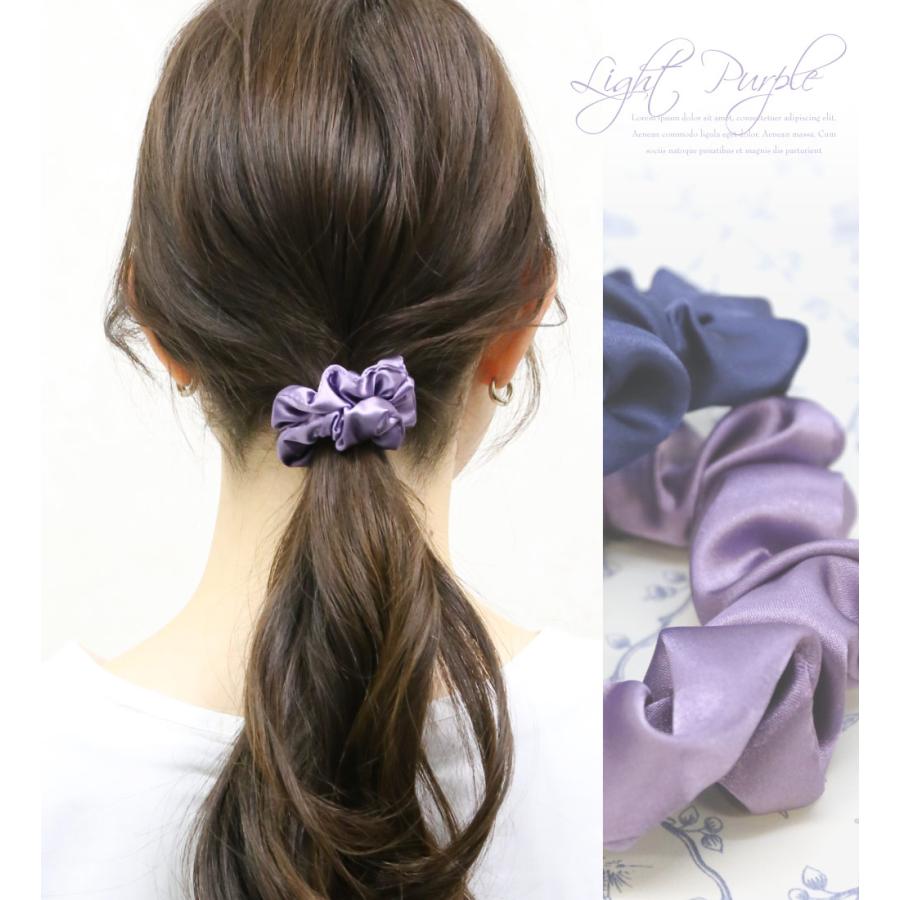 リトルムーン シュシュ ヘアゴム 3サイズ サテン 同色 3本セット 光沢