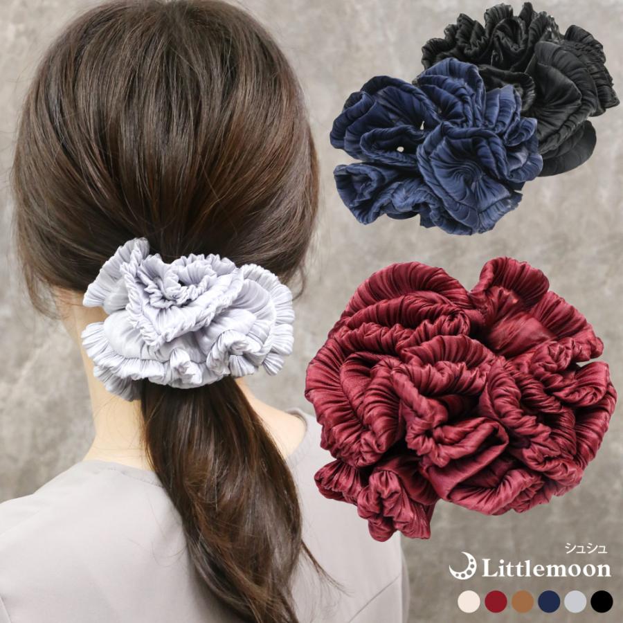 リトルムーン（Littlemoon） シュシュ サテン プリーツ 上品
