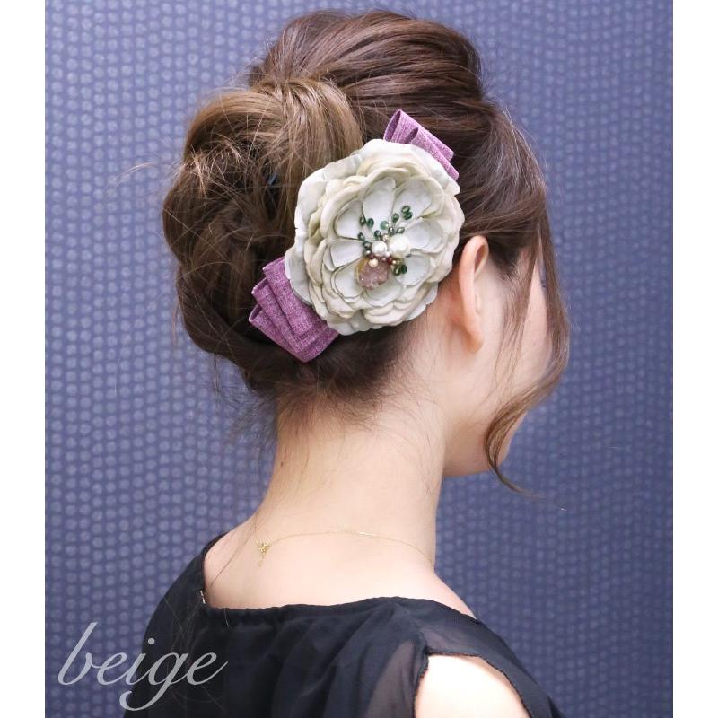 リトルムーン Ms.Lucie バレッタ 花 フラワー リボン 天然石 ビーズ