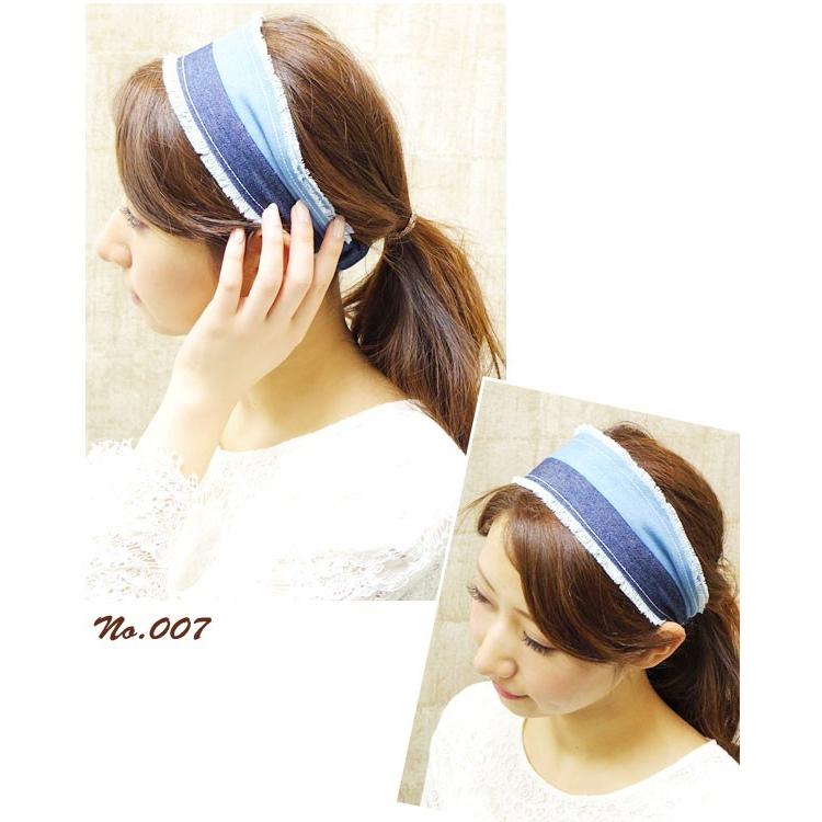 リトルムーン ヘアバンド デニム ターバン リボン ヘアアクセサリー  