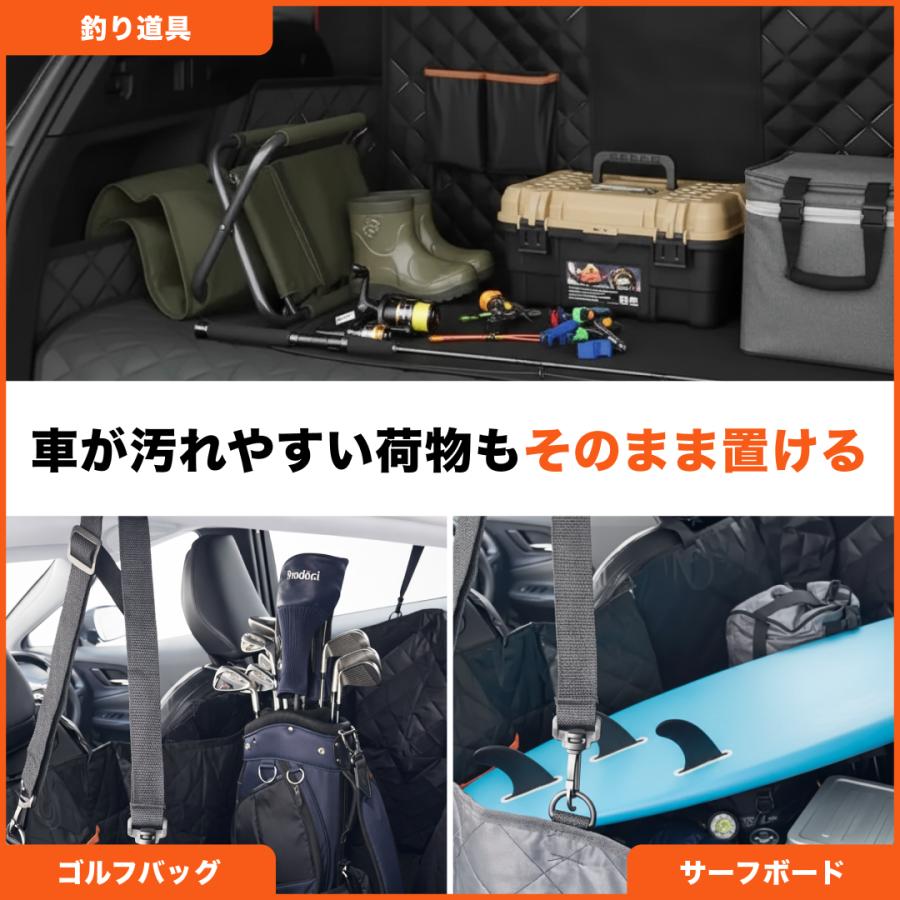 【全車種対応】ドライブシート ペット用  可視メッシュ窓 防水 耐摩擦 汚れ防止 荷物 ゴルフバッグ 釣り 収納 軽自動車対応 簡単取り付け 抜け毛 ブラック |  | 04