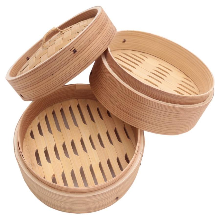 セイロ　2段　蒸籠　蒸し器　裏ごし器 中華セイロ 2段 直径19cm （ 蒸し器 杉 木製 蒸籠 セイロ 蒸篭